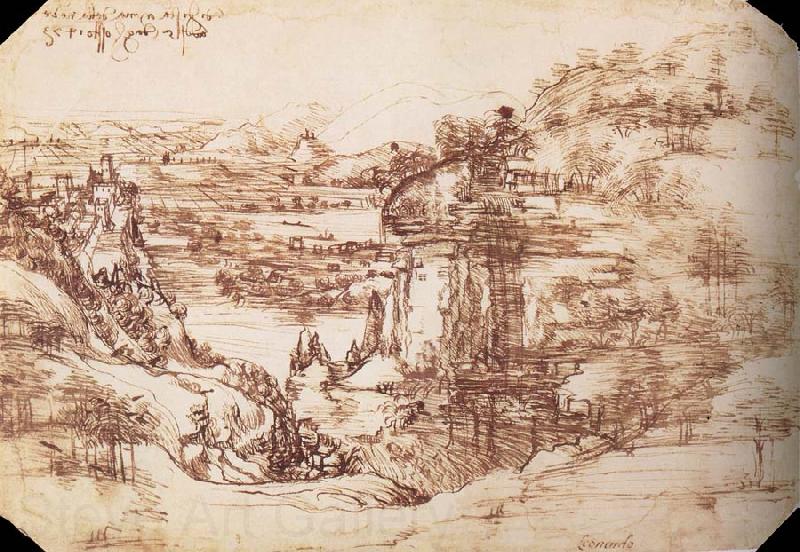 LEONARDO da Vinci Landscape in the Arnotal France oil painting art